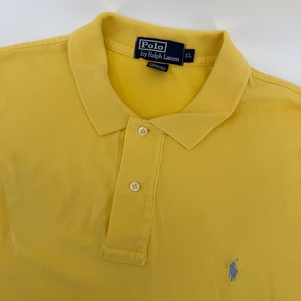 Polo Ralph Lauren Polo Shirt Mens XL Yellow Short Sleeve Cotton Pony Logo